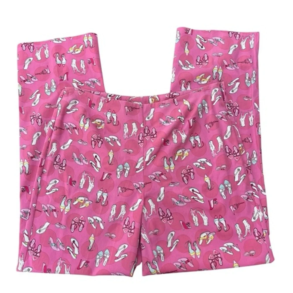 Vintage Requirements‎ Pants Size 12 Womens Pink All Over Prints Heels Shoes Chic
